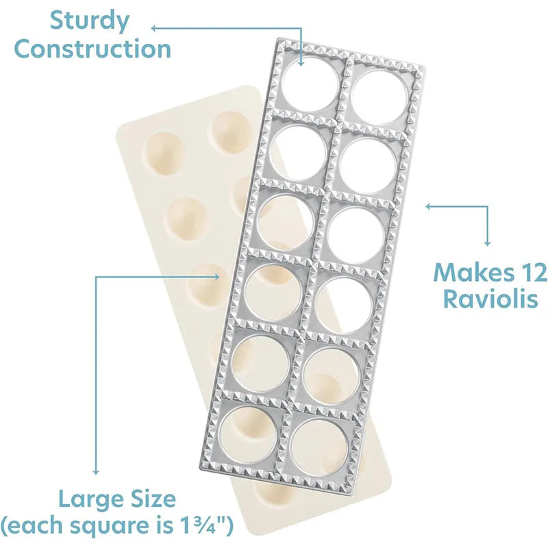 12-Hole Aluminum Ravioli Maker Press – Dumpling Pasta Kit Pasta Maker Mold PRIMED