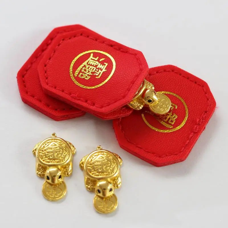 Feng Shui Lucky Golden Turtle Wallet Charm & Ornament Set