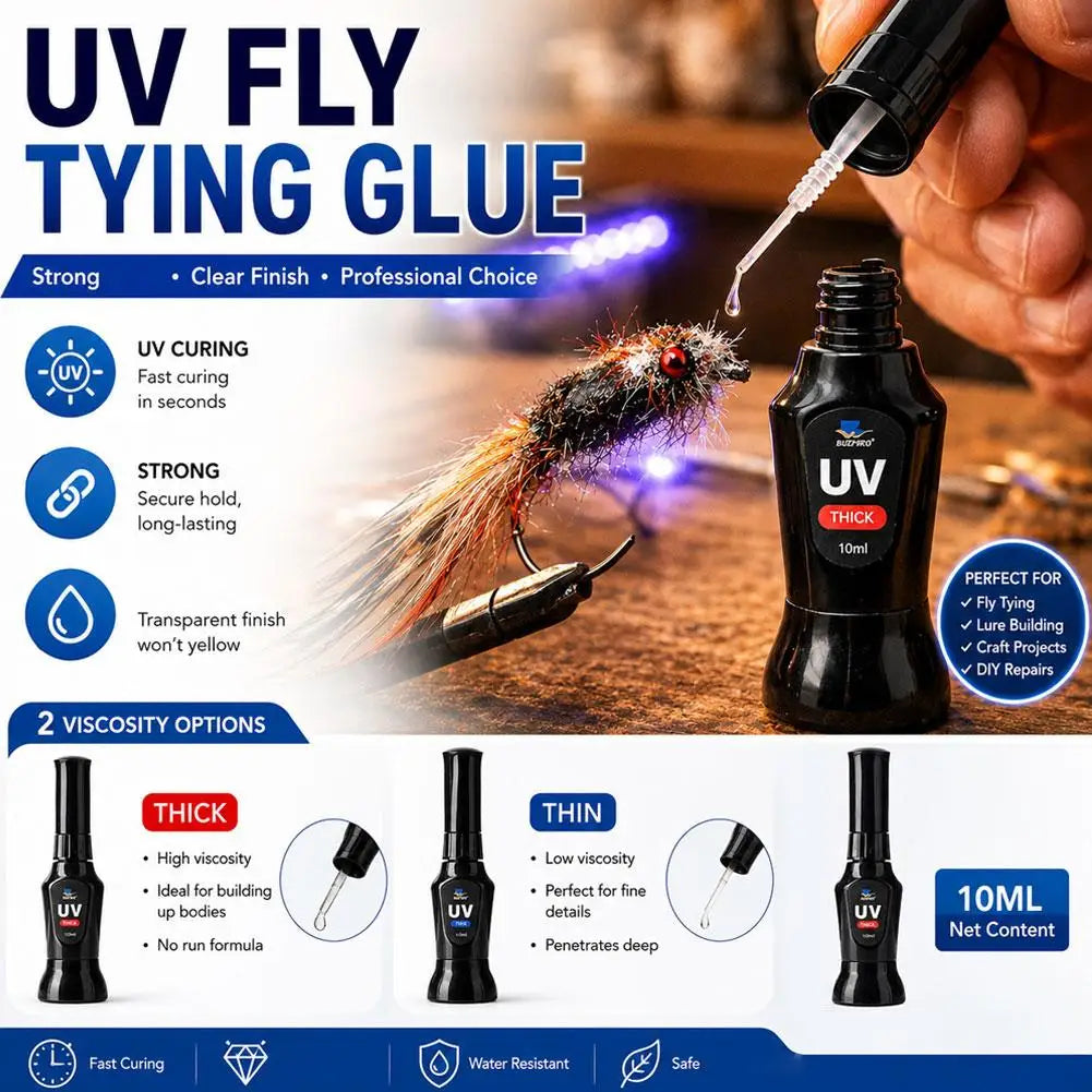 UV Resin Glue for Fly Tying – Clear Medium Viscosity 10ml