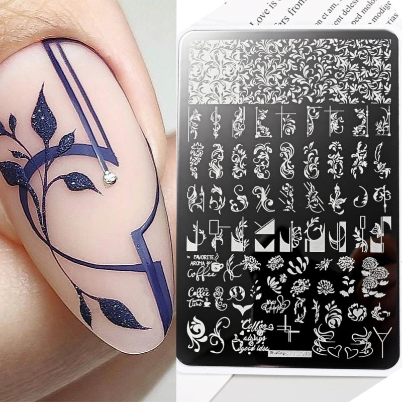 Nail Art Stamping Plate – Flower, Leaf & Butterfly Stencil Nail Stamping Plate PRIMED