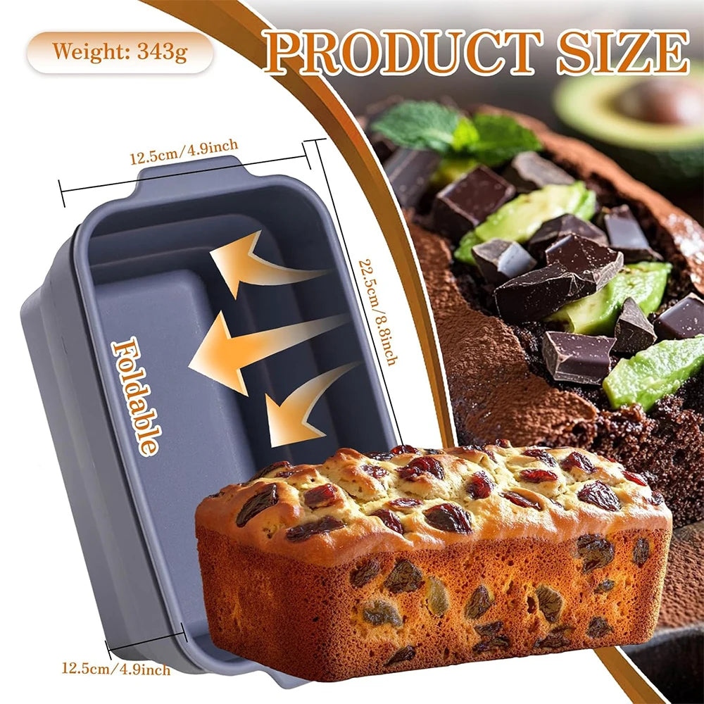 LMETJMA Collapsible Silicone Bread Loaf Pan – Non-Stick Baking Silicone Loaf Pan PRIMED