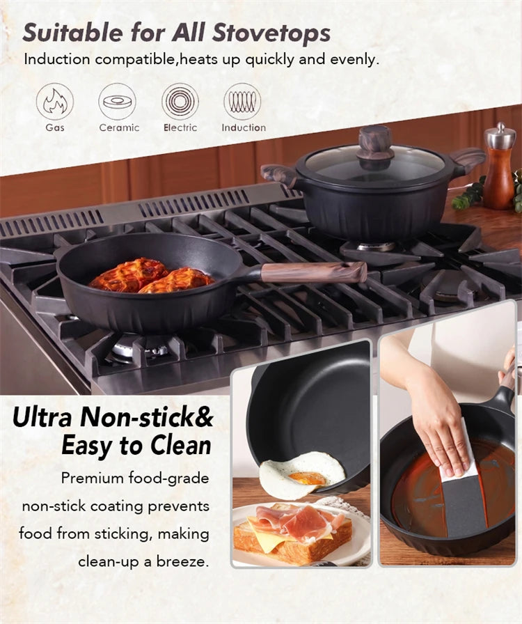 DONNOR 21-Piece Nonstick Ceramic Cookware Set | Induction Ready Cookware Set PRIMED