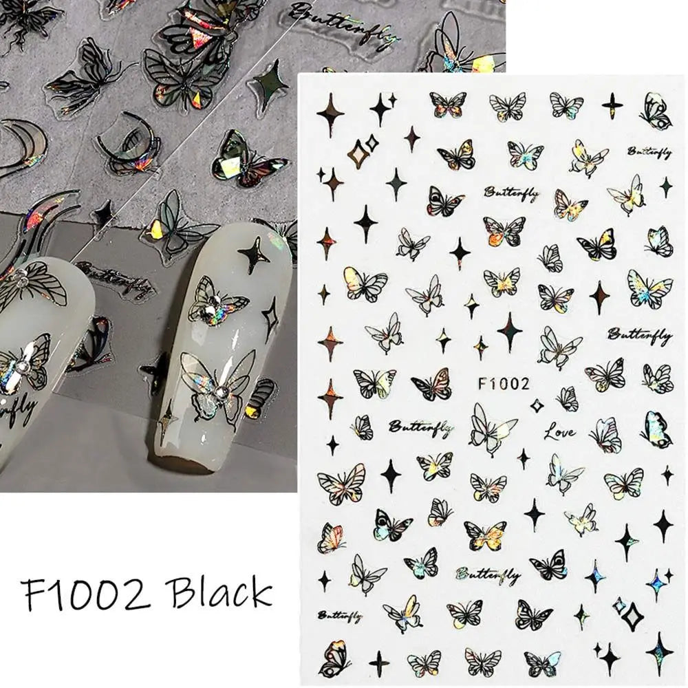 Y2K Laser Nail Stickers – Glitter Butterfly Nail Art Decals