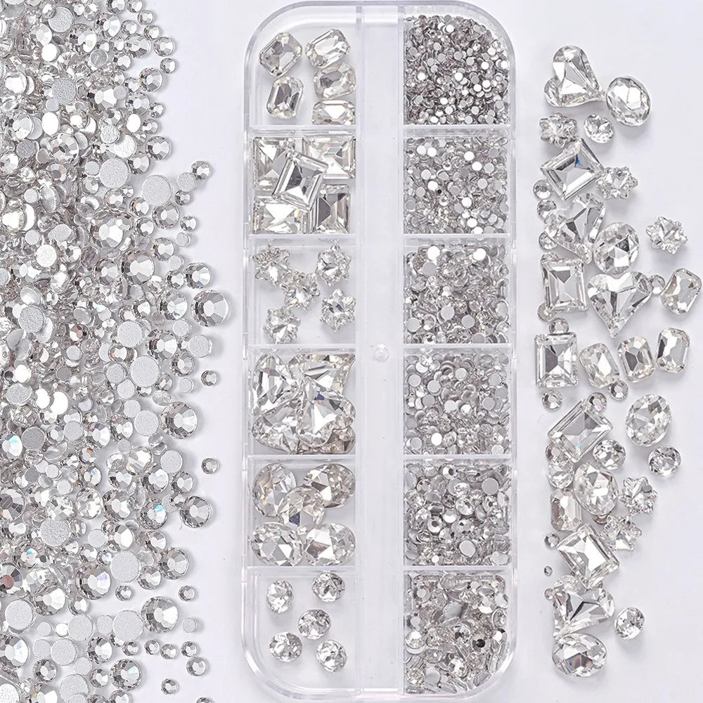 12-Grid 3D Nail Art Rhinestones – Mixed Glass Charms DIY Nail Art Rhinestones PRIMED 8