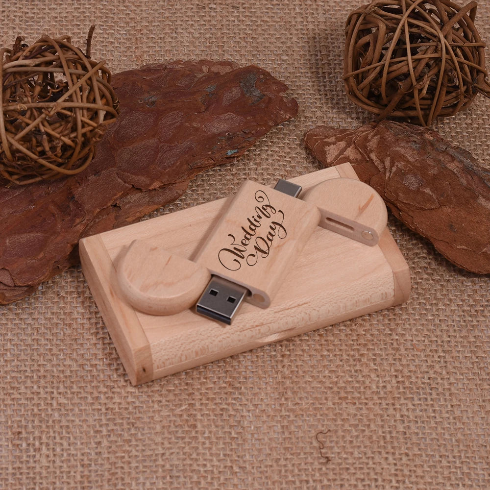 50-Pack Wooden USB 3.0 Type-C Flash Drive | Custom Logo USB Flash Drive PRIMED