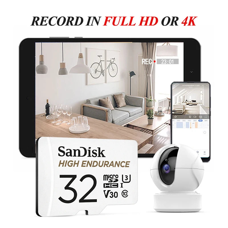 SanDisk V30 4K MicroSD Card – Dashcam & Surveillance 32–512GB