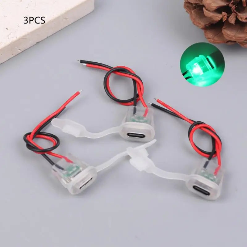 USB Type-C Waterproof Female Connector Night Light 3A 5V 3/6Pcs