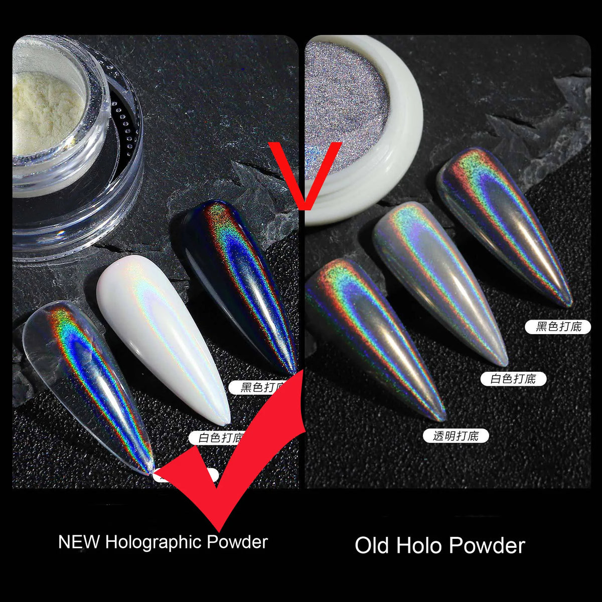 Holographic Nail Glitter Powder – Chrome Mirror Pigment Dust