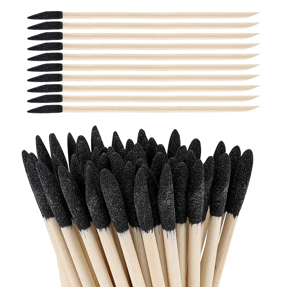 Wooden Nail Sand Tip Files & Cuticle Pusher Sticks – 10/20/40Pcs