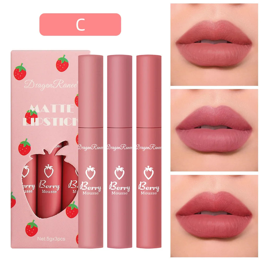 Dragon Ranee 3-Pc Matte Velvet Liquid Lipstick Set – Waterproof Liquid Lipstick Set PRIMED