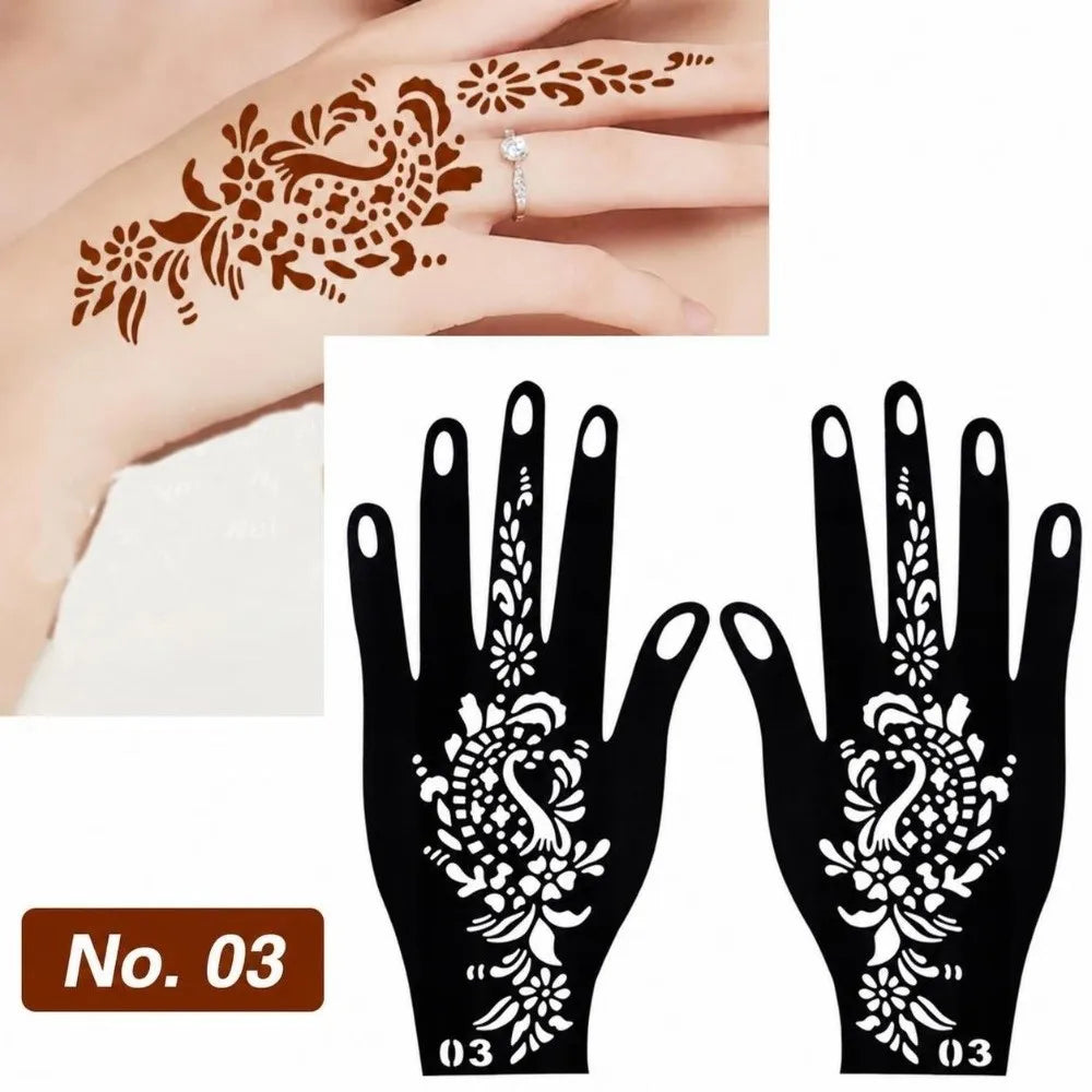 Reusable Henna Stencils – Self-Adhesive Floral Body Art Templates