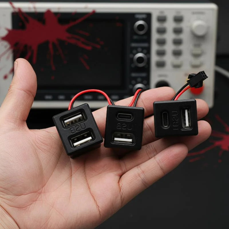 Dual USB-A + Type-C Embedded Charging Socket with 7cm Cable