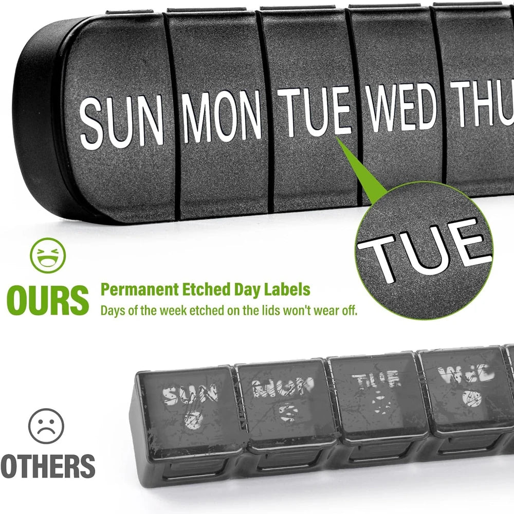 Weekly Pill Organizer – 7-Day Travel Pill Box Large Compartments