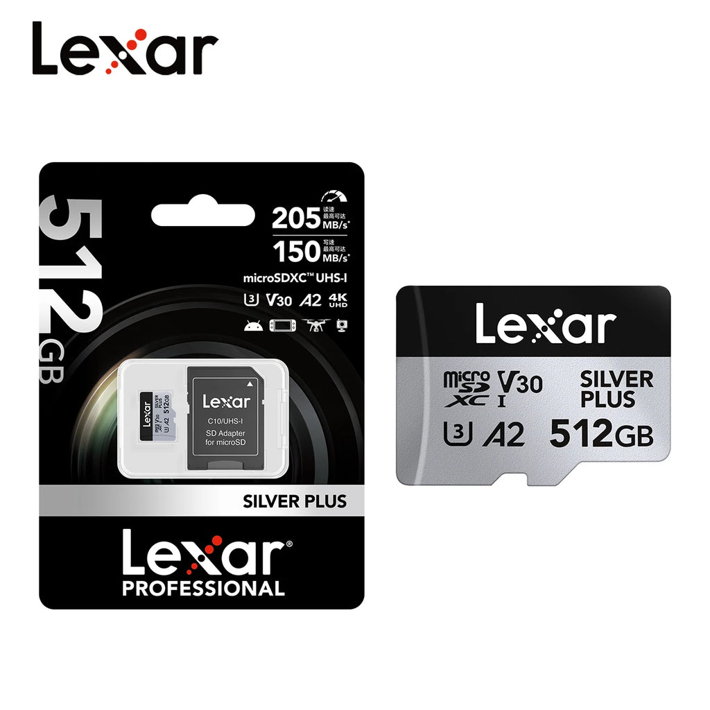 Lexar Silver Plus MicroSD V30 U3 A2 – 64GB to 1TB for Drones MicroSD Memory Card PRIMED