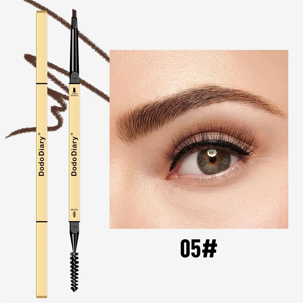 Ultra Fine Triangle Eyebrow Pencil – Waterproof Double Ended Eyebrow Pencil PRIMED 05 Dark Brown