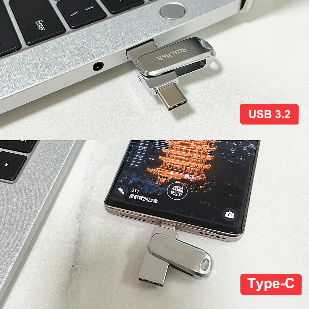 SanDisk Ultra Dual Drive Luxe USB 3.2 Type-C & Type-A Flash Drive USB Flash Drive PRIMED