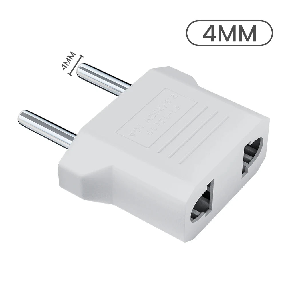 EU to US Plug Adapter Type C Travel Converter 3/5/10 Pack Travel Plug Adapter PRIMED 4.0mm White 5Pcs