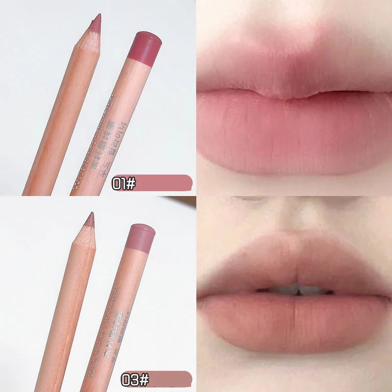 Wooden Matte Lip Liner Pencil – Waterproof Nude Contour