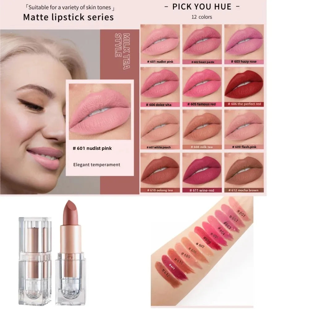 HANDAIYAN Matte Nude Lipstick – Velvet Waterproof Formula Matte Lipstick PRIMED
