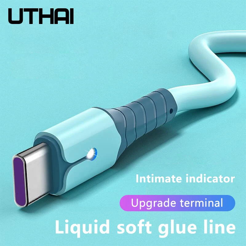 UTHAI USB-C LED Fast Charging Cable – Liquid Silicone Android USB-C Charging Cable PRIMED