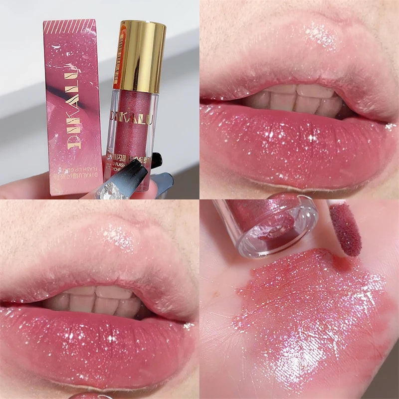 Pearl Diamond Glitter Lip Gloss – Moisturizing Plumping Tint Glitter Lip Gloss PRIMED D04