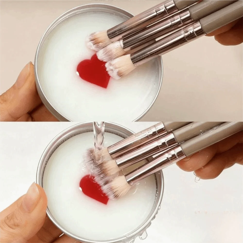 Makeup Brush Cleaner Soap with Silicone Mat | Heart Tin