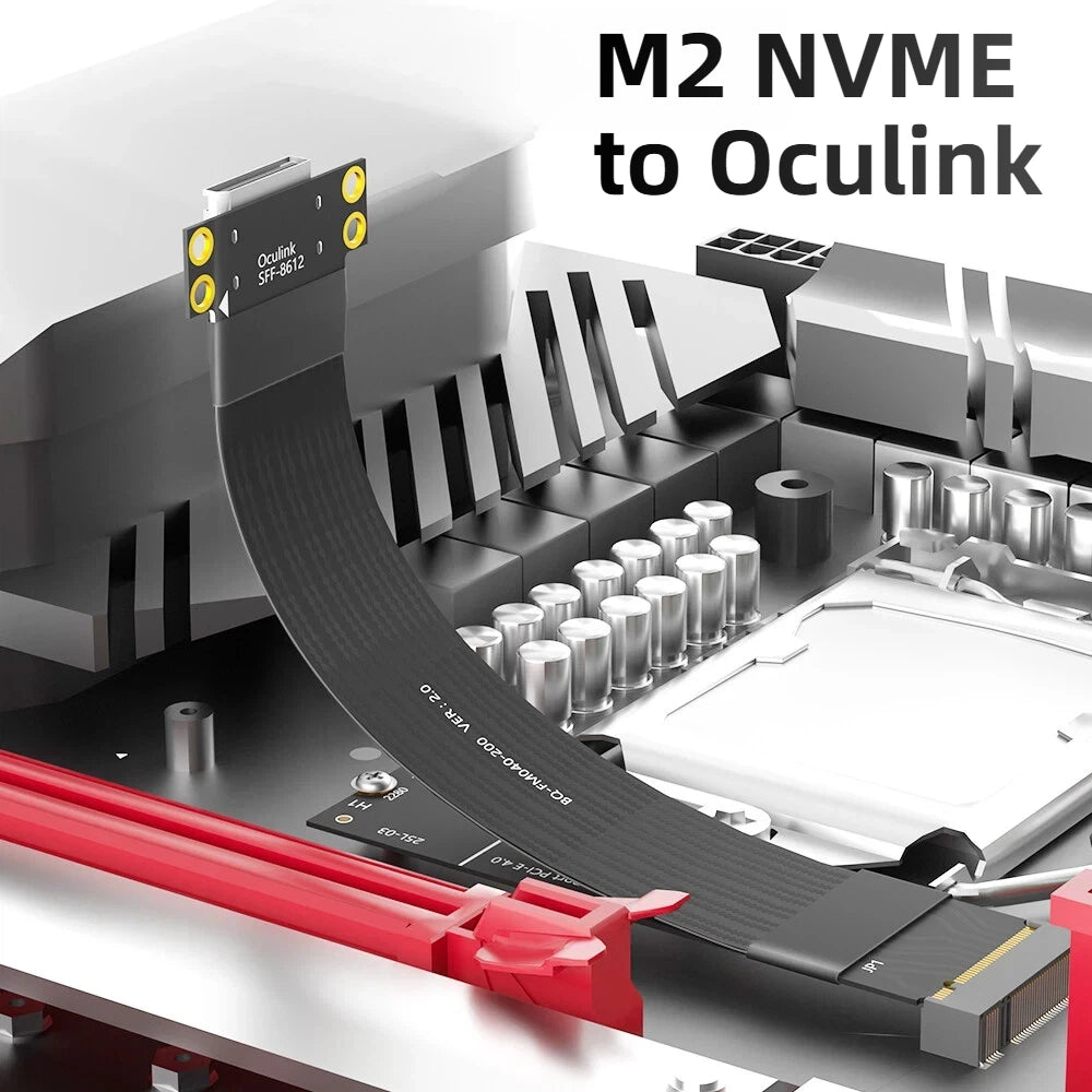 TISHRIC M.2 NVMe to Oculink SFF-8612 PCIe 4.0 Gen4 Cable PCIe Extension Cable PRIMED