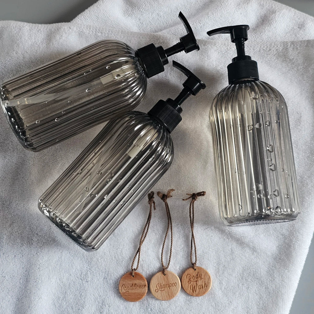 3-Pack Refillable Soap Pump Bottles 16.9oz – Bathroom Set Soap Pump Dispenser PRIMED