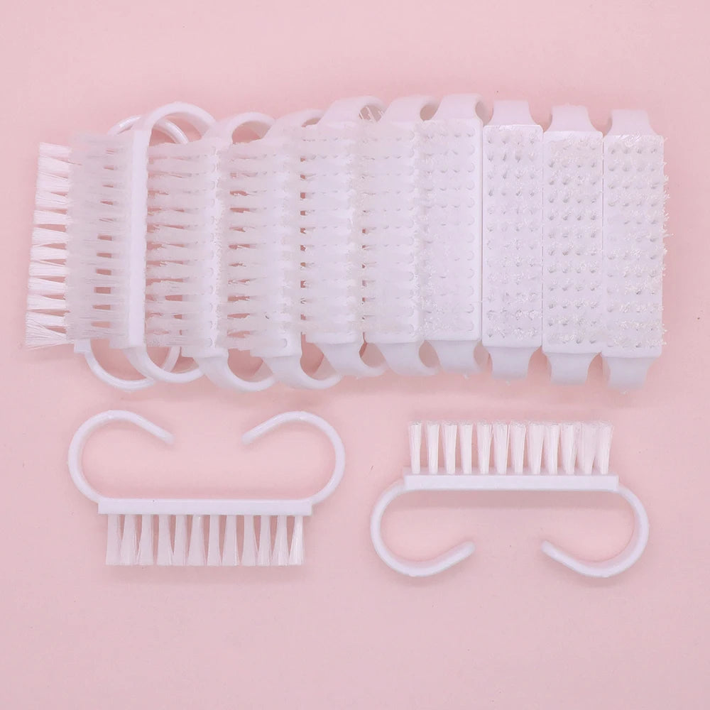 White Nail Cleaning Brush Set – Finger-Ring Manicure Tool Nail Cleaning Brush PRIMED