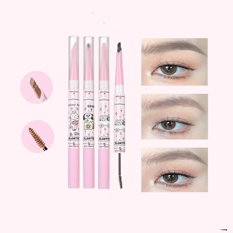 FLORTTE Double-Head Waterproof Eyebrow Pencil & Cream – Matte Eyebrow Pencil PRIMED
