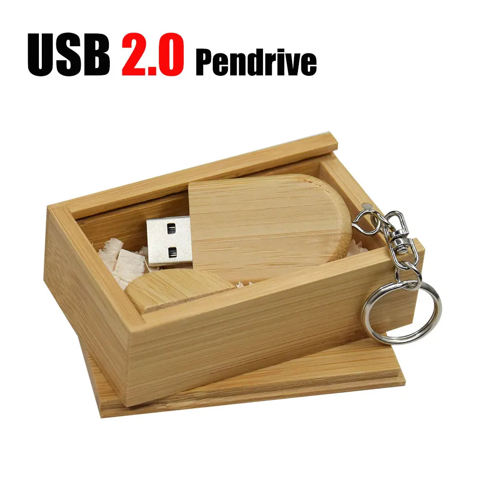 Wooden USB Flash Drive Custom Logo Key Chain | 4–32GB Gift Wooden USB Flash Drive PRIMED 4GB Carbon-BOX