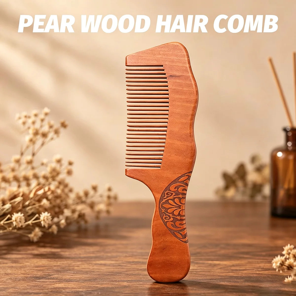 Wooden Wide Tooth Comb – Scalp Massage, Anti-Static & Travel