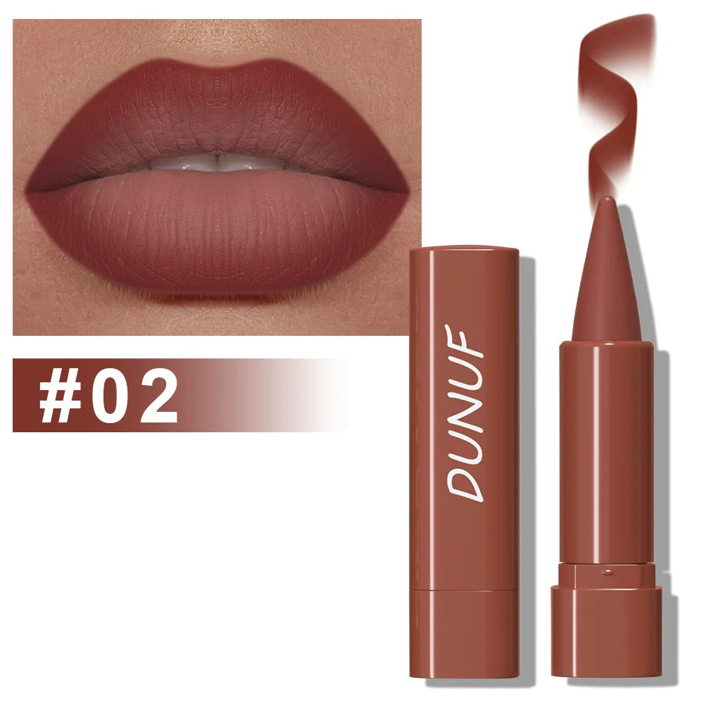 DUNUF 9-Color Matte Velvet Gradient Lip Liner & Lipstick Lip Liner Lipstick PRIMED 02 Full Size
