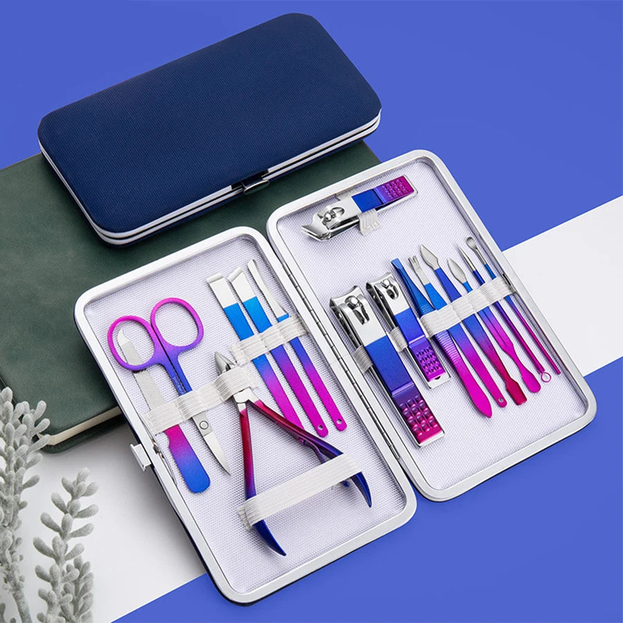 Stainless Steel Manicure Set – 7–15 Piece Nail & Brow Kit Manicure Nail Set PRIMED