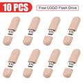 Wooden USB Flash Drive Custom Logo Bulk 4GB–64GB | 10/20/50 Pack USB Flash Drive PRIMED 128 GB Maple wood-10pcs