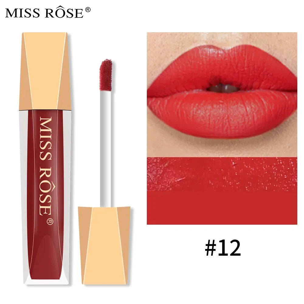 Miss Rose 16-Color Velvet Matte Lip Glaze – Waterproof Lip Gloss Matte Lip Gloss PRIMED MISS ROSE6701-032-12