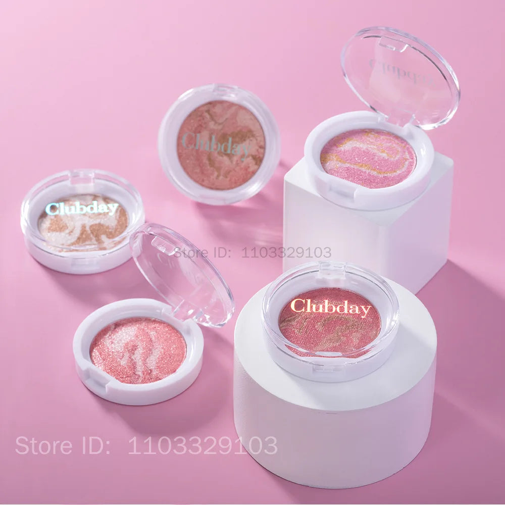 Pearly Marble Baked Blush & Highlighter – High Pigment Baked Blush Palette PRIMED