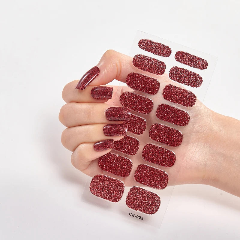 Semi-Cured Gel Nail Wraps Full Cover Stickers – 16pc Set