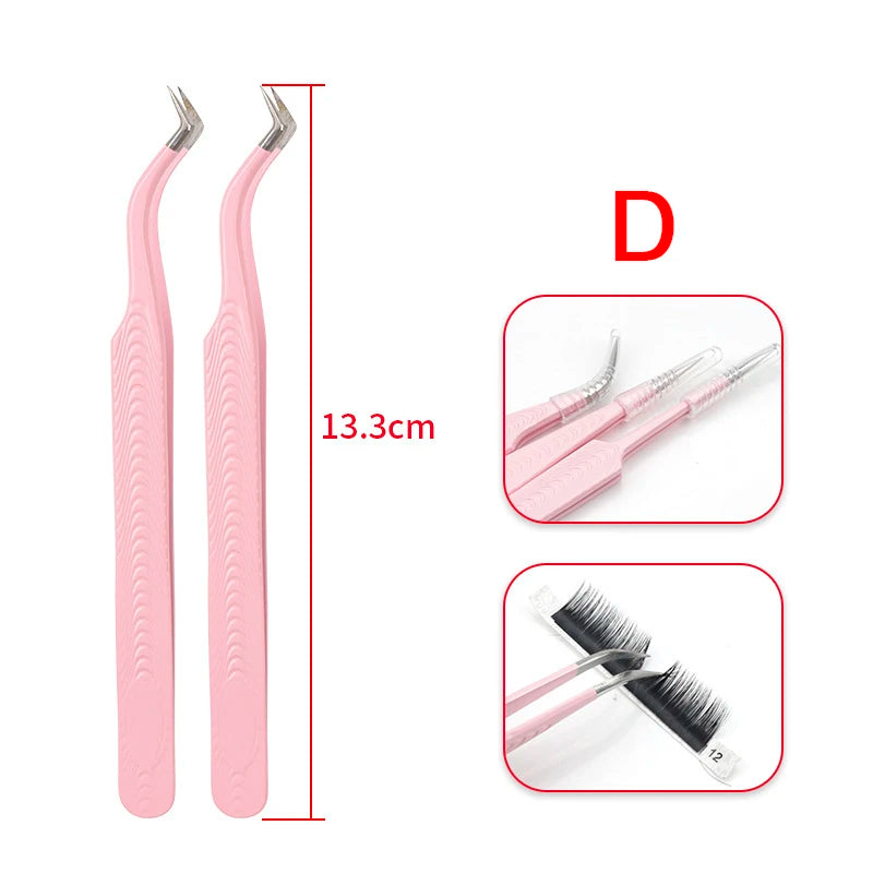 Pink Stainless Steel Eyelash Extension Tweezers | Pro Lash Tool Eyelash Extension Tweezers PRIMED D