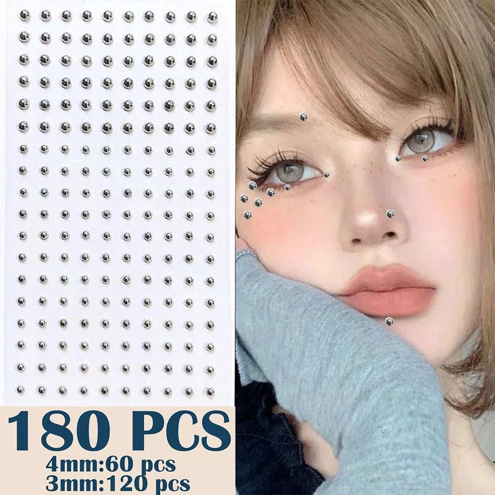 Non-Piercing Rhinestone Face Stickers – Faux Lip & Brow Gems