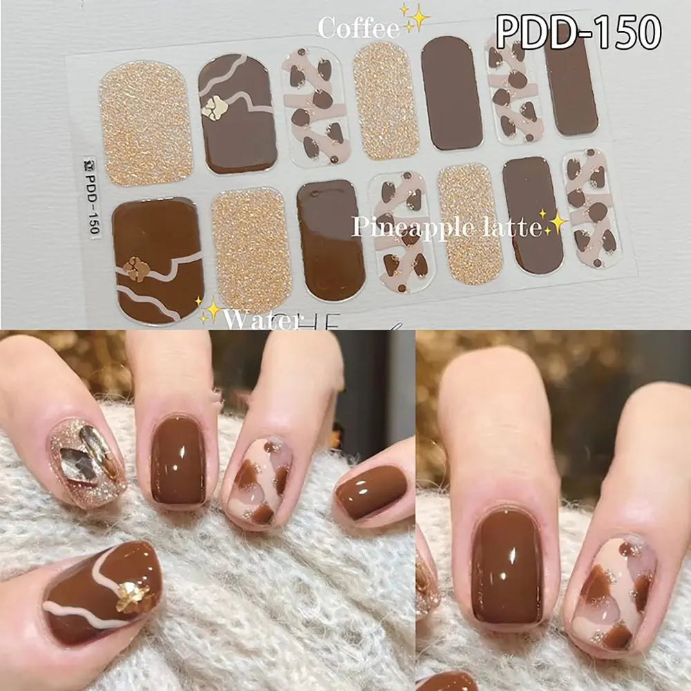 Semi-Cured Gel Nail Stickers – Floral Full Cover DIY Nail Art