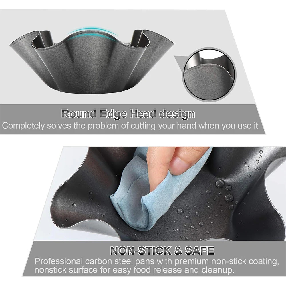 LMETJMA Carbon Steel Nonstick Tortilla Bowl Maker Pan Set Tortilla Bowl Pan Set PRIMED
