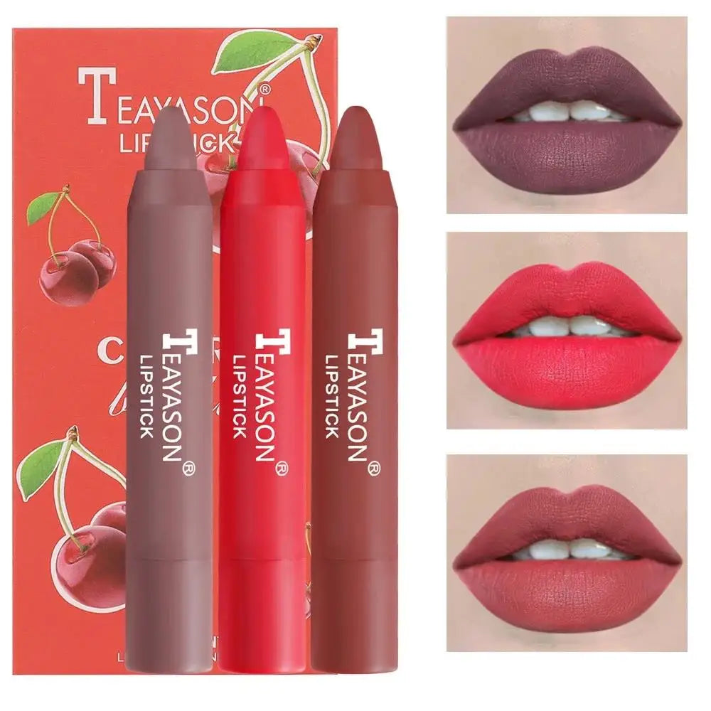 TEAYASON Matte Lipstick Set 3pcs – Waterproof Velvet Long-Lasting
