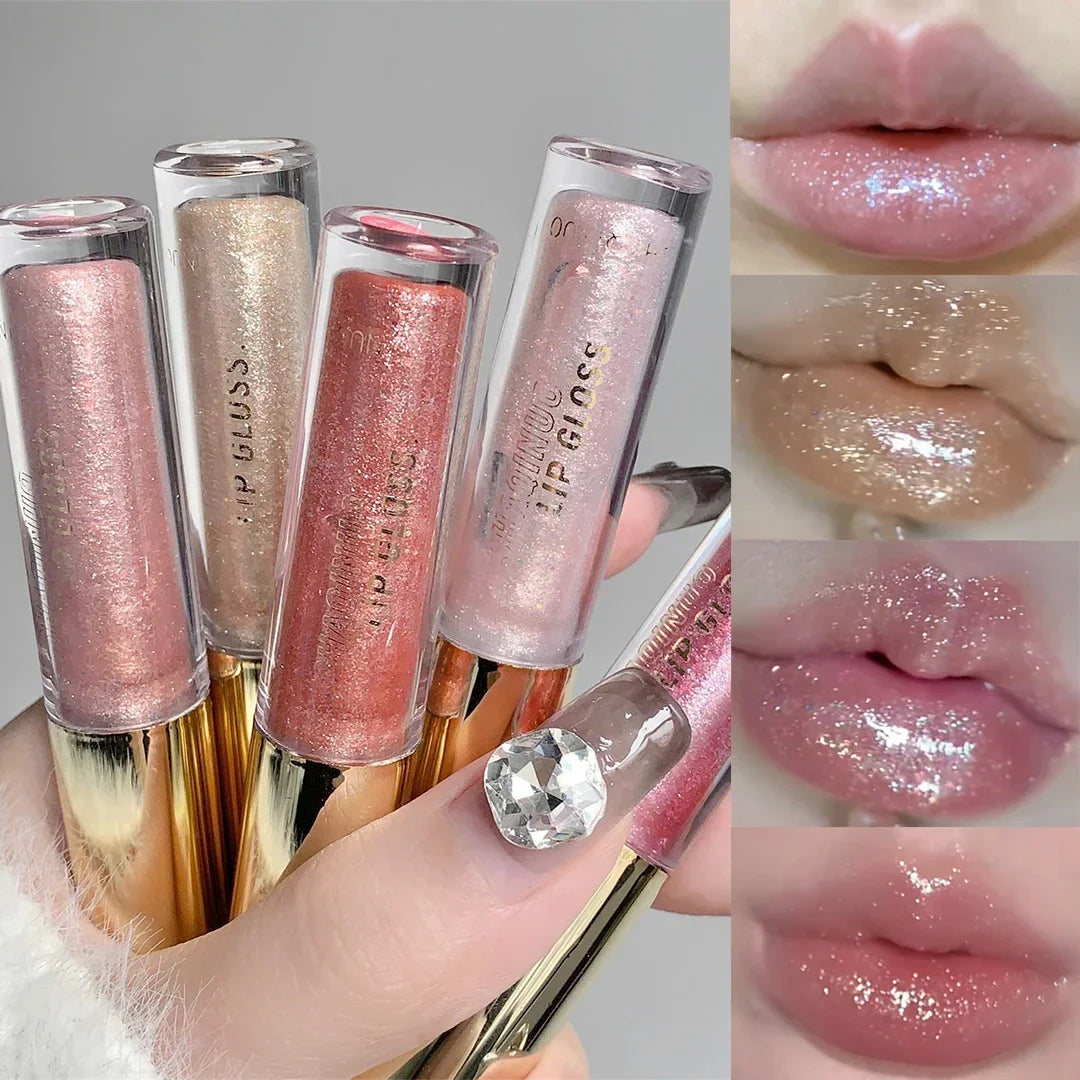 Pearl Diamond Glitter Lip Gloss – Moisturizing Plumping Tint Glitter Lip Gloss PRIMED