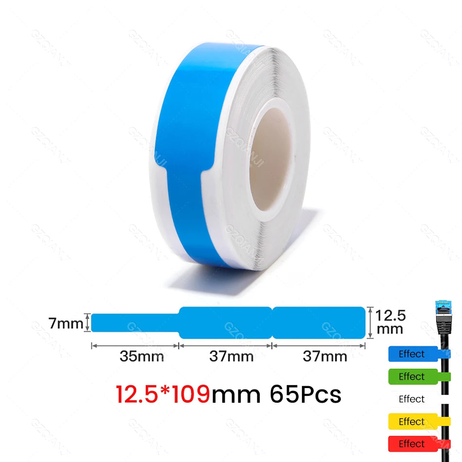 NIIMBOT Thermal Label Rolls – Waterproof D11 D110 D101 Stickers Thermal Label Rolls PRIMED 1Roll Blue Cable