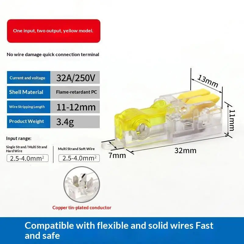 T-Type No-Strip Wire Connector | Quick Branch Terminal Block