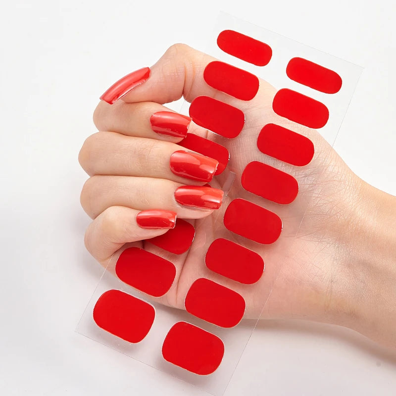 Semi-Cured Gel Nail Wraps Full Cover Stickers – 16pc Set