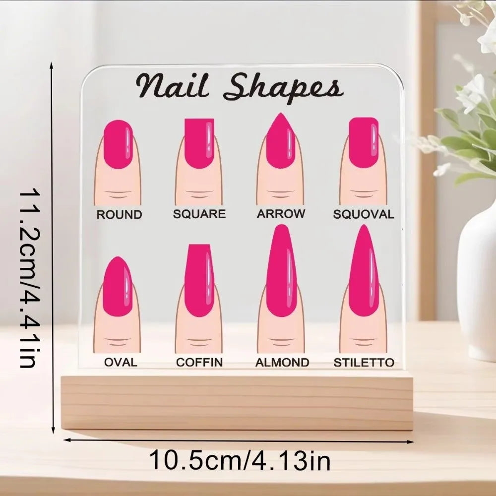 Acrylic Nail Shape Display Board – 6 Shapes Transparent Stand Nail Display Stand PRIMED