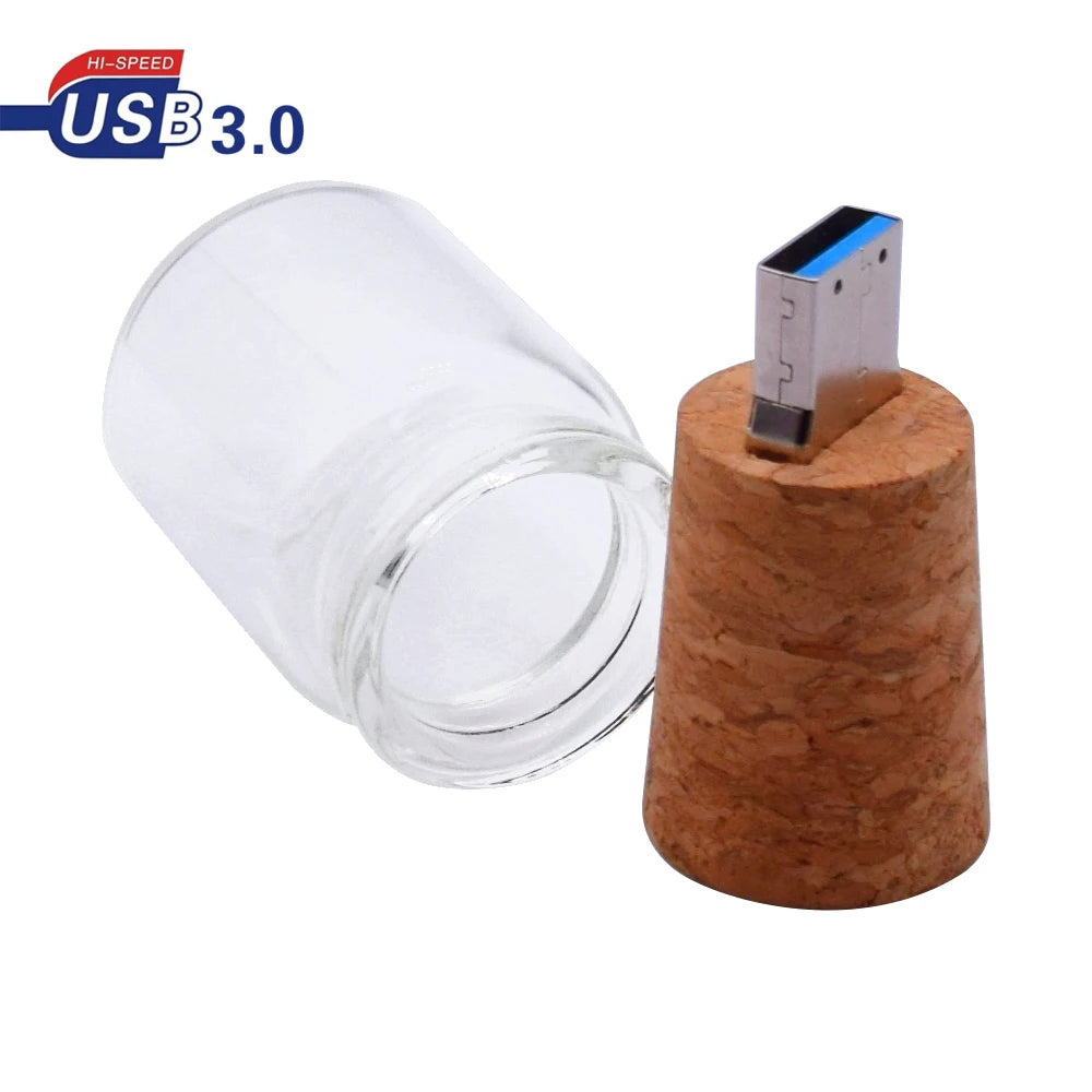 Custom Glass Drift Bottle USB 3.0 Flash Drive 8GB–64GB Gift Custom USB Flash Drive PRIMED