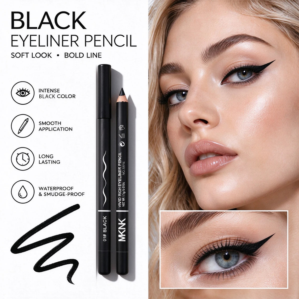 Wooden Dual-Use Eyeliner & Eyebrow Pencil – Waterproof Gel